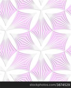 Abstract seamless background with 3D cut out of paper effect. Pattern with realistic shadow. Modern texture. Stylish backdrop.White colored paper pink pointy trefoils.