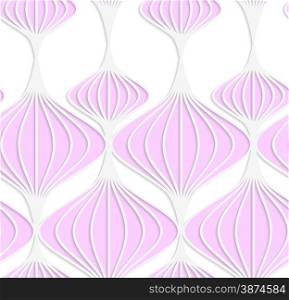 Abstract seamless background with 3D cut out of paper effect. Pattern with realistic shadow. Modern texture. Stylish backdrop.White colored paper pink Chinese lanterns.
