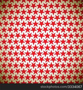 Abstract seamless background with tile red stars and grunge effect