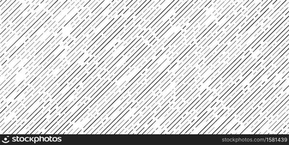 Abstract seamless black dash lines diagonal pattern on white background. Vector illustration