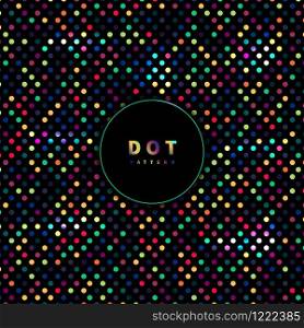 Abstract seamless dots pattern rainbow color on black background.
