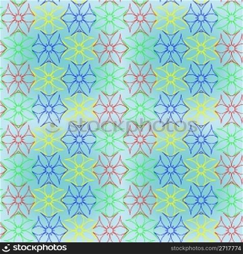 abstract seamless flowers pattern extended, vector art illustration