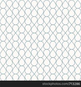 Abstract seamless geometric blue lines pattern ornament stylish background. Grid with curly cells stripe tile texture mesh of drops. Vector illustration
