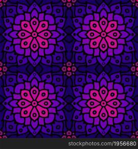 Abstract seamless mosaic ornament. Geometrical oriental floral pattern. Bohemian Seamless Oriental Arabesque.. Purple abstract seamless mosaic ornament. Geometrical oriental floral pattern. Bohemian Seamless Oriental Arabesque. Tribal pattern vector.