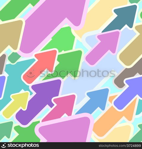 Abstract seamless multicolor diagonal arrow vector pattern.