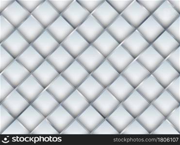Abstract seamless pattern 3d white square with silver gradient grid lines background and texture. Vector illustration