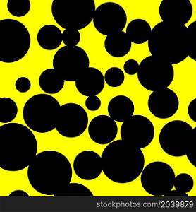 Abstract seamless pattern. Black circles on yellow background geometric design. Vector illustration