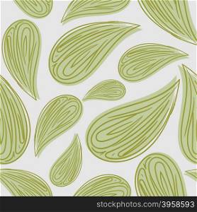 Abstract seamless pattern green leaves. Vector background of foliage. Retro fabric ornament for leaf.&#xA;