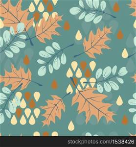 Abstract seamless pattern of falling leaves of different shapes. Textural background of autumn leaves. Organic background for wallpaper, wrapping paper.. Abstract seamless pattern of falling leaves of different shapes.