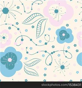 Abstract seamless pattern of flowers in pastel colors. Cute floral textured background. Wallpaper, wrapping paper, print.. Abstract seamless pattern of flowers in pastel colors.