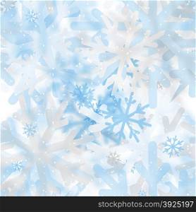 Abstract seamless pattern of snowflakes blurry