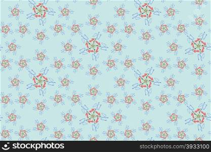 Abstract seamless pattern on light blue background