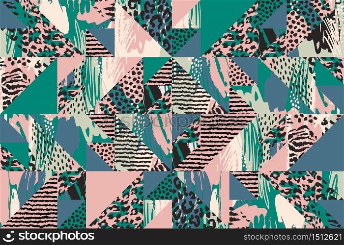 Abstract seamless pattern with animal print. Trendy hand drawn textures. Modern design for paper, cover, fabric, interior decor and other users.. Abstract seamless pattern with animal print.