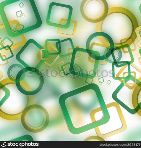 Abstract seamless pattern with blurred circles and squares
