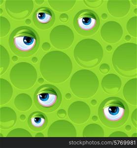 Abstract seamless pattern with bubbles and eyes.