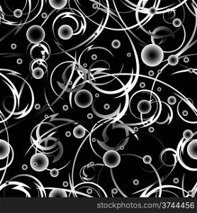 Abstract seamless pattern with bubbles and swirls drawn with use gradients
