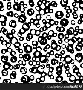 Abstract seamless pattern with circle elements on white background. Hand drawn simple design texture with chaotic shapes.. Abstract seamless pattern with circle elements on white background.