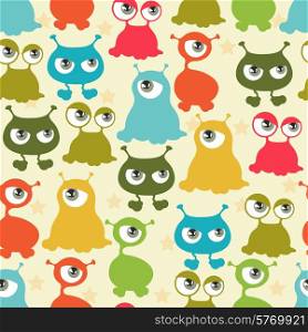 Abstract seamless pattern with cute monsters.