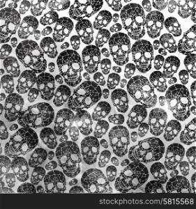 Abstract seamless pattern with drawn by hand crystal skull, modern illustration with polygons, design element, symbol, sign for tattoo
