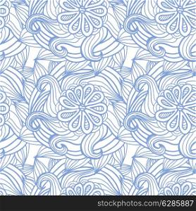 Abstract seamless pattern with flowers hair type. Monochrome print. Vector illustration