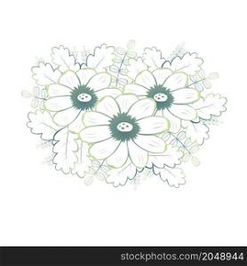 Abstract seamless pattern with green flowers on white background