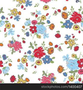 Abstract seamless pattern with hand drawing isolated flowers. Vector illustration.. Abstract seamless pattern with hand drawing isolated flowers. Ve
