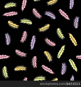Abstract seamless pattern with hand drawn feathers. Simple silhouette print for T-shirt, paper, fabric and stationery. Doodle vector illustration for decor and design.