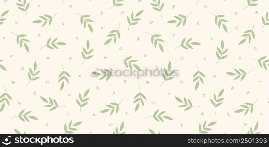 Abstract seamless pattern with leaves and grass. Vector design for paper, cover, fabric, interior decor and other use.. Abstract seamless pattern with leaves and grass. Vector design for paper, cover, fabric, interior decor and other