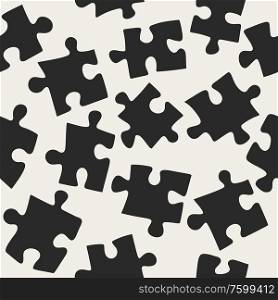 Abstract seamless pattern with pieces of puzzle. Modern vector background