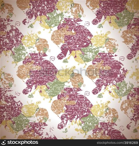 abstract seamless pattern with pigs and acorns in vintage style