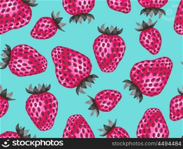 Abstract seamless pattern with strawberries in a pop art style. Abstract seamless pattern with strawberries in a pop art style.