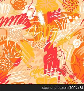 Abstract seamless patterns with hand drawn textures in memphis style.. Abstract seamless patterns with hand drawn textures in memphis style, trend print in bright summer colors . Retro fashion background.