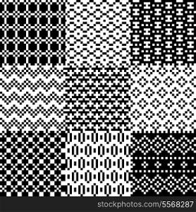 Abstract seamless pixel patterns set vector illustration