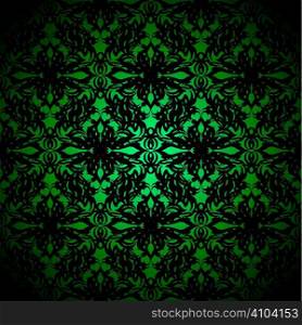 Abstract seamless repeating wallpaper design in green and black
