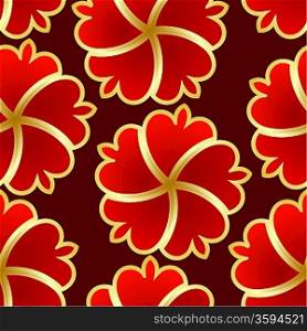 Abstract seamless texture with red gold flower