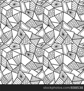 Abstract seamless vector pattern. Doodle monochrome background. Fashion ethnic texture for fabric or wrapping design.. Abstract seamless vector pattern. Doodle monochrome background. Fashion ethnic texture for fabric or wrapping design