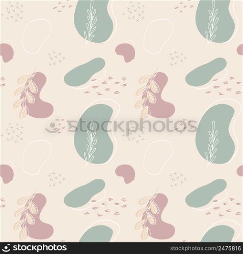 Abstract seamless vector pattern.Hand drawn various shapes with floral elements. Modern trendy vector illustration. Abstract seamless vector pattern.Hand drawn various shapes with floral elements. Modern trendy vector illustration.