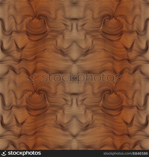 Abstract seamless vector pattern with curly lines in brown hues with gradient