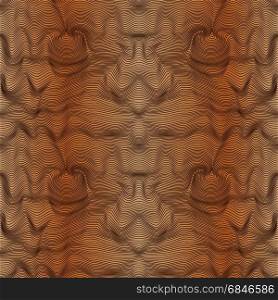 Abstract seamless vector pattern with curly lines in brown hues with gradient