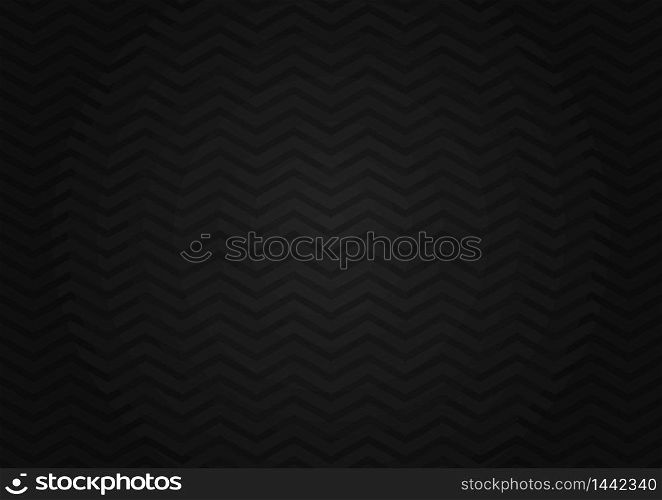 Abstract seamless zig zag line pattern on black background. Classic chevron. Vector illustration
