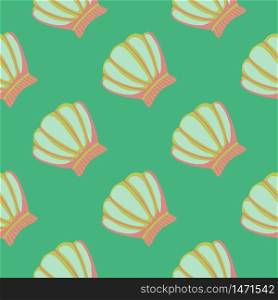 Abstract seashells seamless pattern in vintage style. Geometric sea ocean shell endless wallpaper. Design for fabric, textile print, wrapping paper, cover. Vector illustration. Abstract seashells seamless pattern in vintage style. Geometric sea ocean shell endless wallpaper.