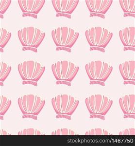 Abstract seashells seamless pattern on pink background. Geometric sea ocean shell endless wallpaper. Design for fabric, textile print, wrapping paper, cover. Vintage vector illustration. Abstract seashells seamless pattern on pink background. Geometric sea ocean shell endless wallpaper.