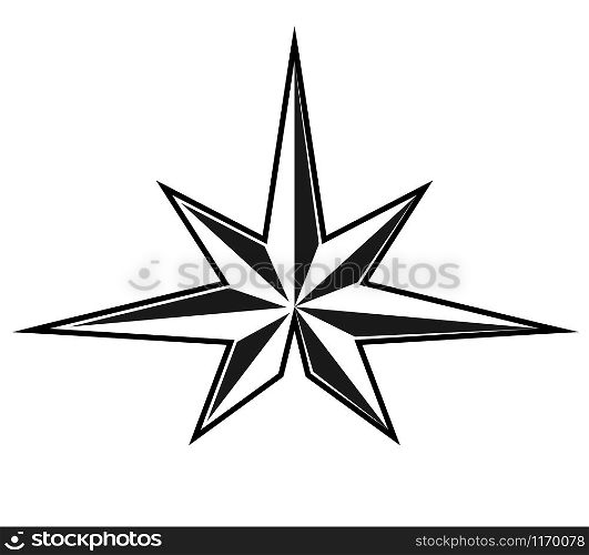 Abstract seven-pointed star for logo, trademark emblem or sticker. Isolated on a white background.