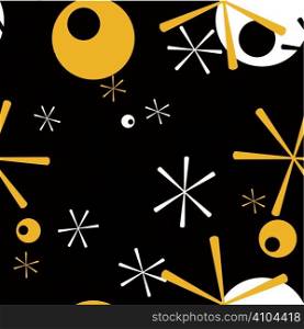 Abstract seventies wallpaper like design with circular and star shape designs