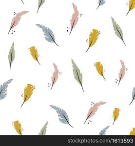 Abstract sewamless pattern with colorful bird feathers, vector illustration. Abstract sewamless pattern with colorful bird feathers