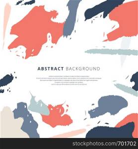Abstract shapes art brush splash pattern pastels color on white background. Vector illustration