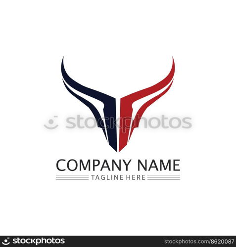 Abstract shield bull logo, horn badges logo icon