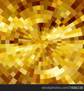 Abstract shining concentric mosaic vector background. Poster music design. Abstract gold shiny concentric mosaic vector background.