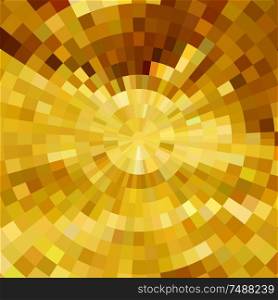 Abstract shining concentric mosaic vector background. Poster music design. Abstract gold shiny concentric mosaic vector background.