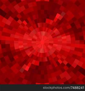 Abstract shining concentric mosaic vector background. Poster music design. Abstract red shiny concentric mosaic vector background.